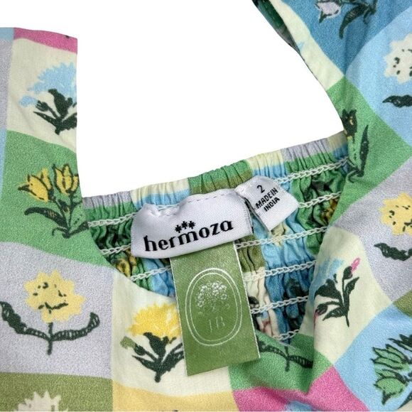 Hermoza Girls 2 Little Daisy Flutter Sleeve Top Multicolor Floret Ruffle Peplum - Picture 4 of 8